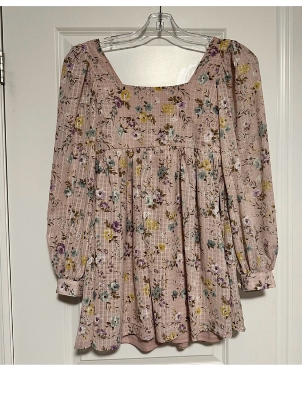 Blu Pepper Pastel Pink Floral Smocked Midi Dress - Picture 2 of 10